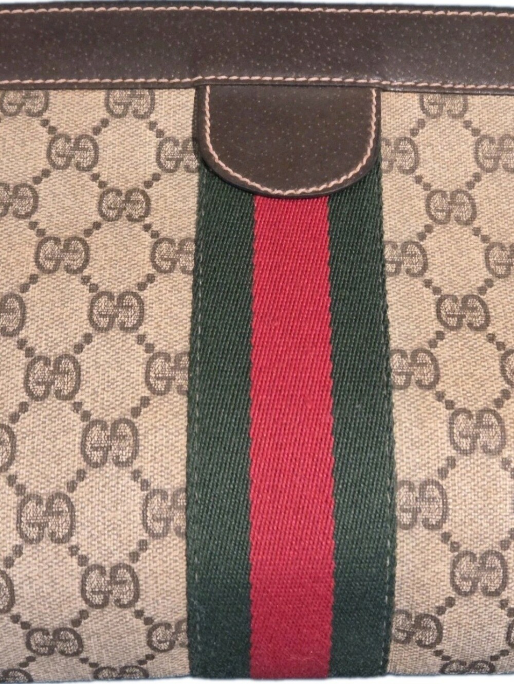 GUCCI VINTAGE GG Monogram Ophidia Sherry Line Brown Classic Bag / Clutch - Picture 5 of 17